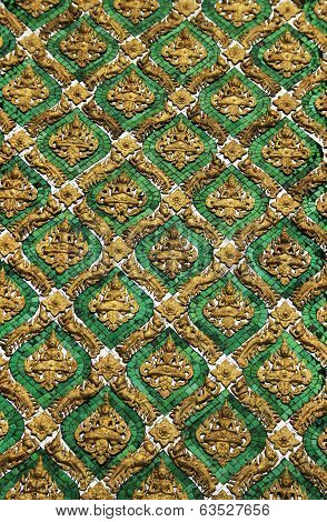 Emerald Wall and Buddhism architecture in Wat Phra Kaew, Temple