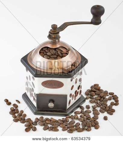 Coffee Grinder And Coffee Beans.