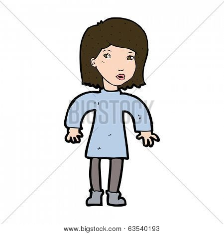 cartoon cautious woman
