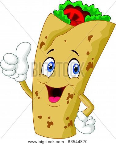 Burrito cartoon character giving thumbs up