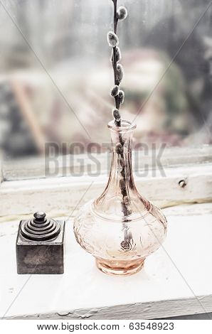 vase with a willow branch