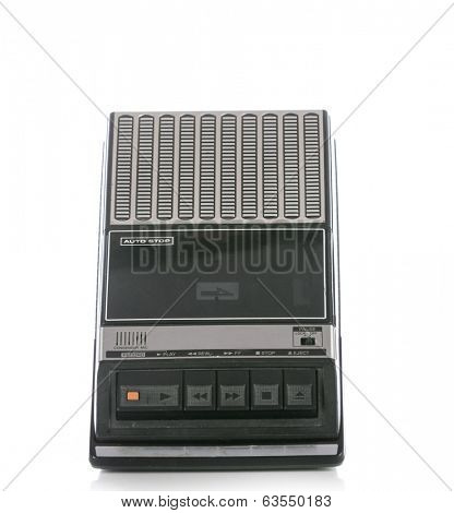 Retro Cassette Tape player and recorder isolated on a white 