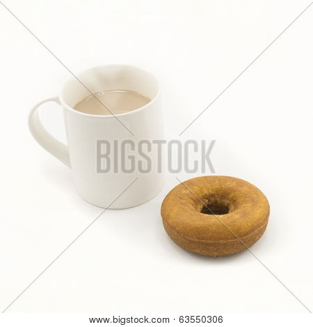 Donut And Cup Of Hot Chocolate On White Background