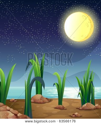 Illustration of a bright fullmoon
