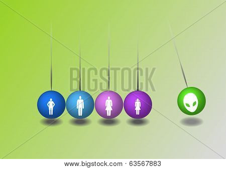 Balls with family silhouettes