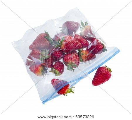 Strawberry In Clear Plastic zipper lock Bag