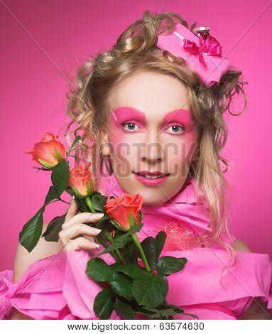 Woman in pink.