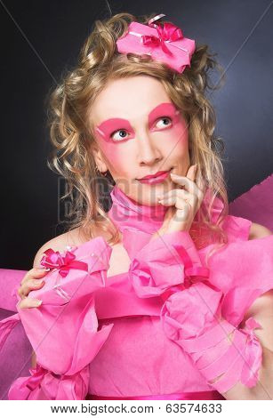 Woman in pink.