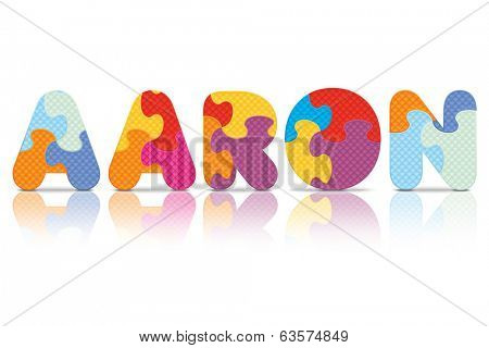 AARON written with alphabet puzzle - vector illustration
