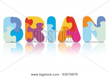 BRIAN written with alphabet puzzle - vector illustration