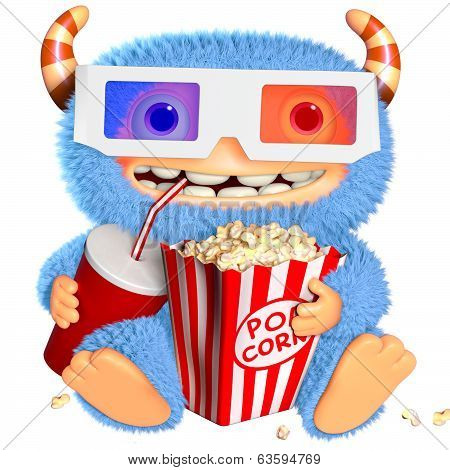 3D Cartoon Blue Monster
