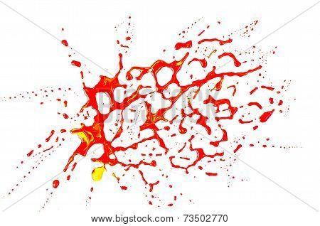Blood Stains (puddle) Isolated On White Background.paint Color Dripping,