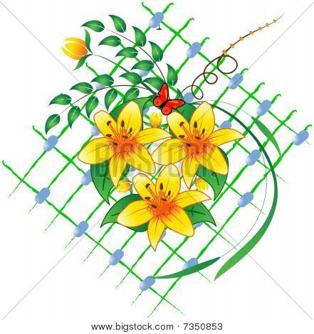 Panel Komposition mit Blumen