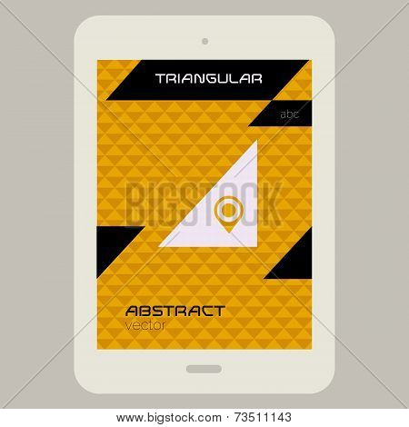 Abstract ui template with Tablet PC on triangular background
