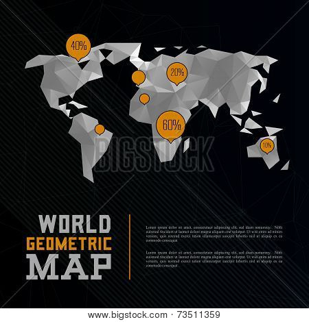 Three dimensional polygonal world map and infographics templates