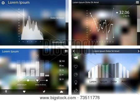 Abstract flat ui statistics templates collection with infographics and web elements
