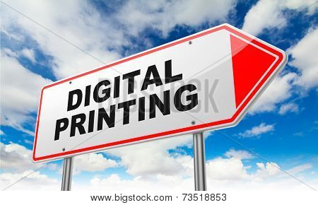 Digital Printing on Red Road Sign.