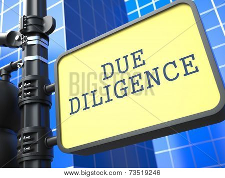 Due Diligence. Signpost on Blue Background.