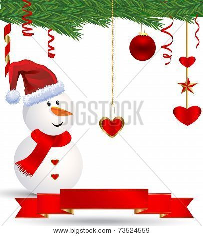 Christmas- Red Gold Snowman & Ornaments