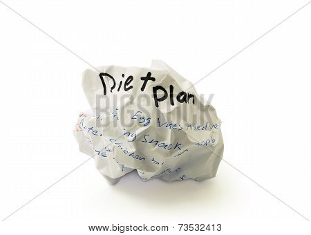 Crumpled paper ball with the words diet plan