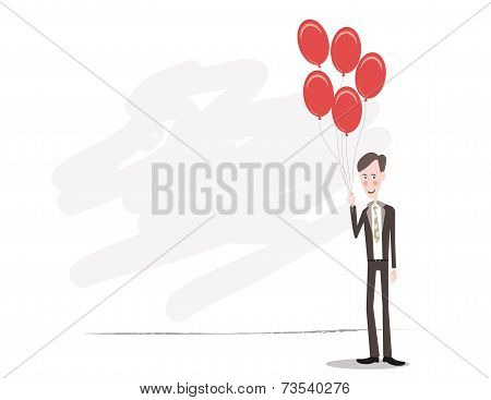 Businessman Holding Balloons
