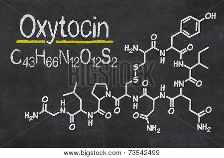 Blackboard with the chemical formula of Oxytocin