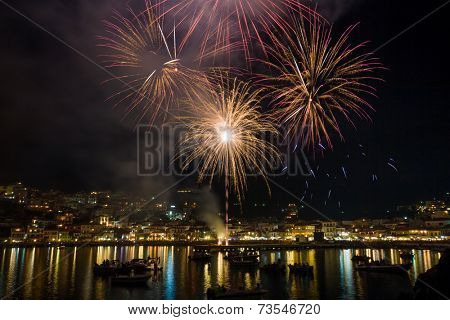 Firework on August the 15th in Parga Epirus Greece