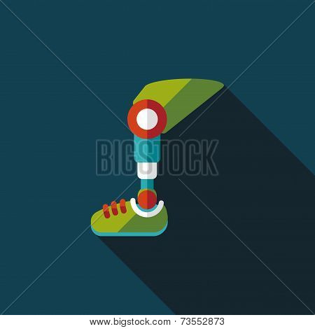 Prosthetic Leg Flat Icon With Long Shadow