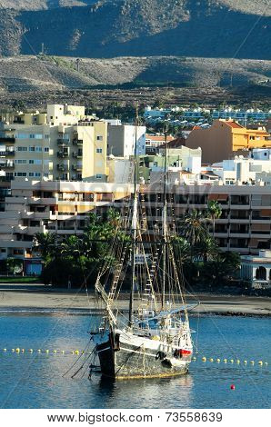 Old Vintage Sail Boat in the Port
