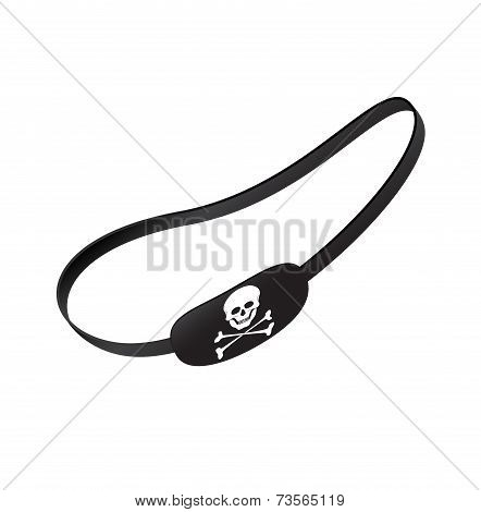 Black eye patch with skull symbol