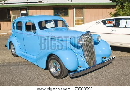 West Point, CA October 4, 2014: Lumberjack day, a typical slice of Americana, a car show with vintage cars, one of the events for the day in this small American Sierra foothills community