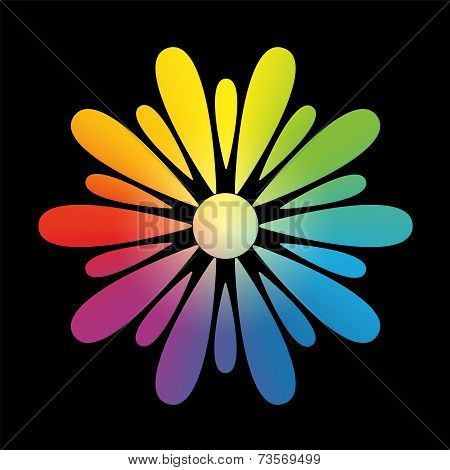 Flower Rainbow Gradient Black