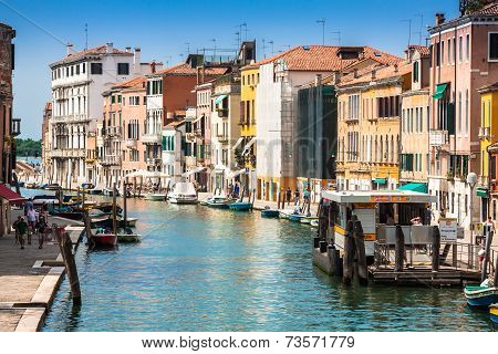 Venice, Italy,august 9, 2013: The Beautiful View Of A Canal Grande In Venice, Italy