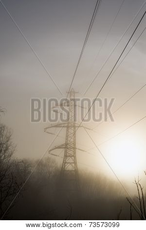 Sunrise Power Lines Haze