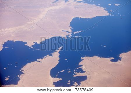 high aerial view of lake nasser, egypt