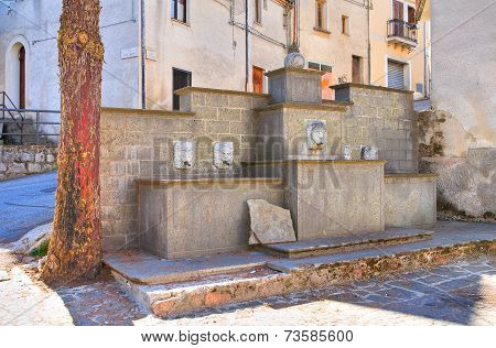 Monumental fountain. Satriano di Lucania. Southern Italy.