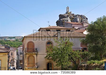 Panoramic view of Satriano di Lucania. Italy.