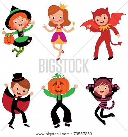 Children In Halloween Costumes
