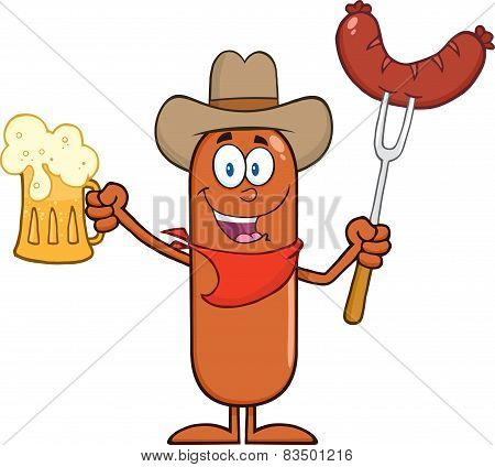 Cowboy Sausage Cartoon Character