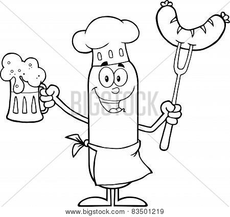 Black And White Happy Chef Sausage