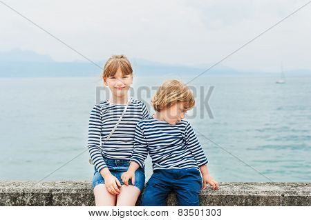 Outdoor portrait of adorable kids
