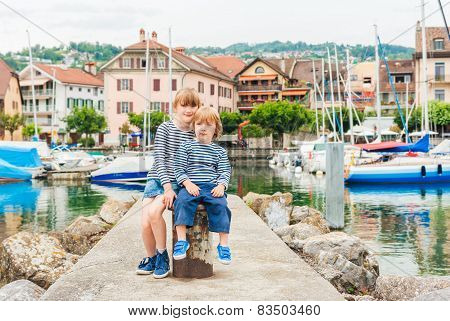 Outdoor portrait of adorable kids