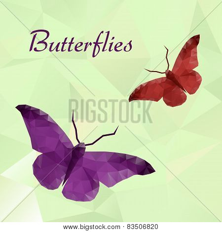 Vector butterflies color geometric.