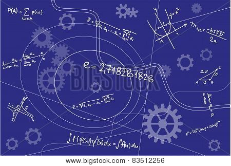 Mathematical Geometry Signs On Blue Background