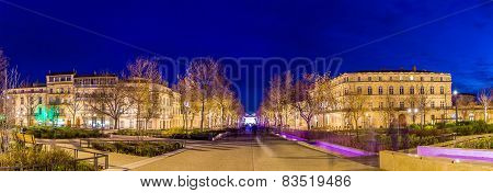 Evening View Of Feucheres Avenue In Nimes - France, Languedoc-roussillon