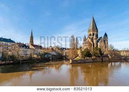 Temple Neuf De Metz On The Moselle River - Lorraine, France