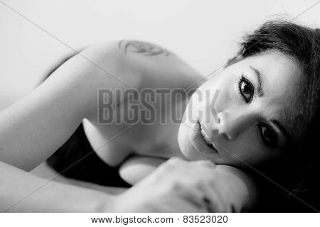 Black And White Portrait Of A Beautiful Woman
