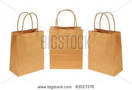 Brown Paper Bag Isolated On White With Clipping Path