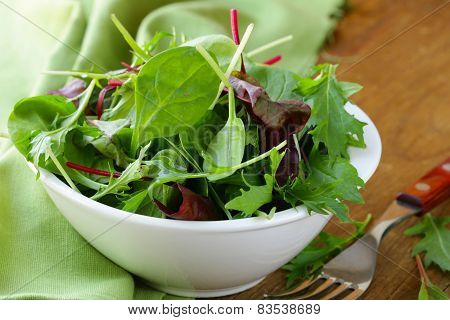 mix salad (arugula, iceberg, red beet) in  bowl