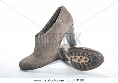 Women's Suede Ankle Boots With High Heels..
